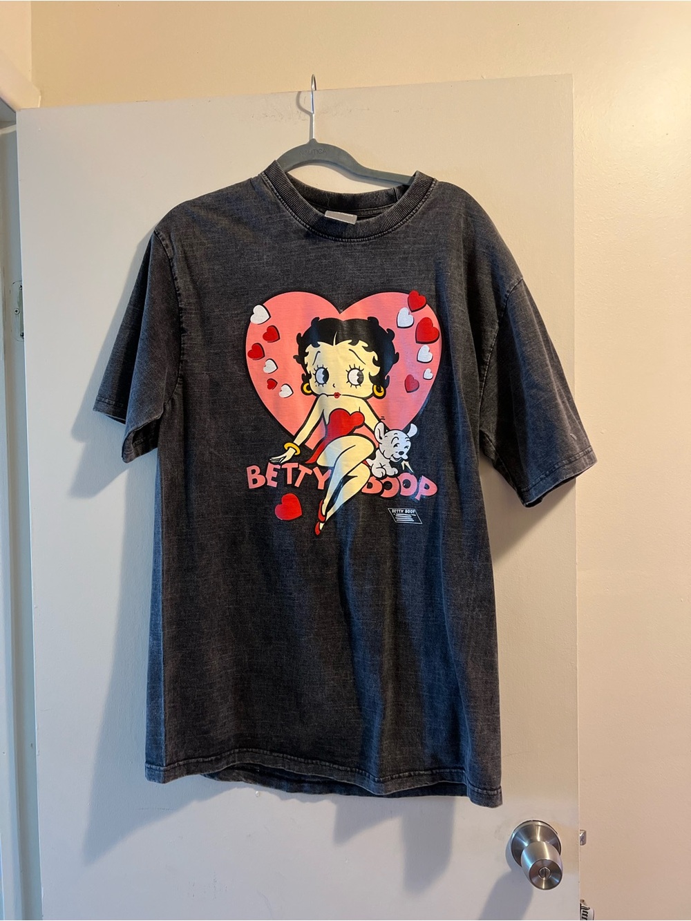 Betty Boop Kids Graphic Tee - Charcoal with Red Heart